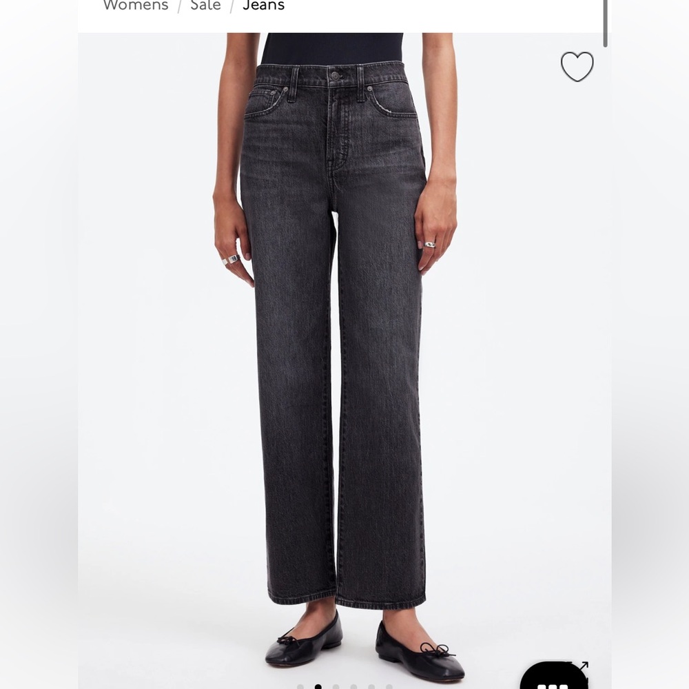 NWT Madewell The Perfect Vintage Wide Leg Crop Black Jean Size: 29